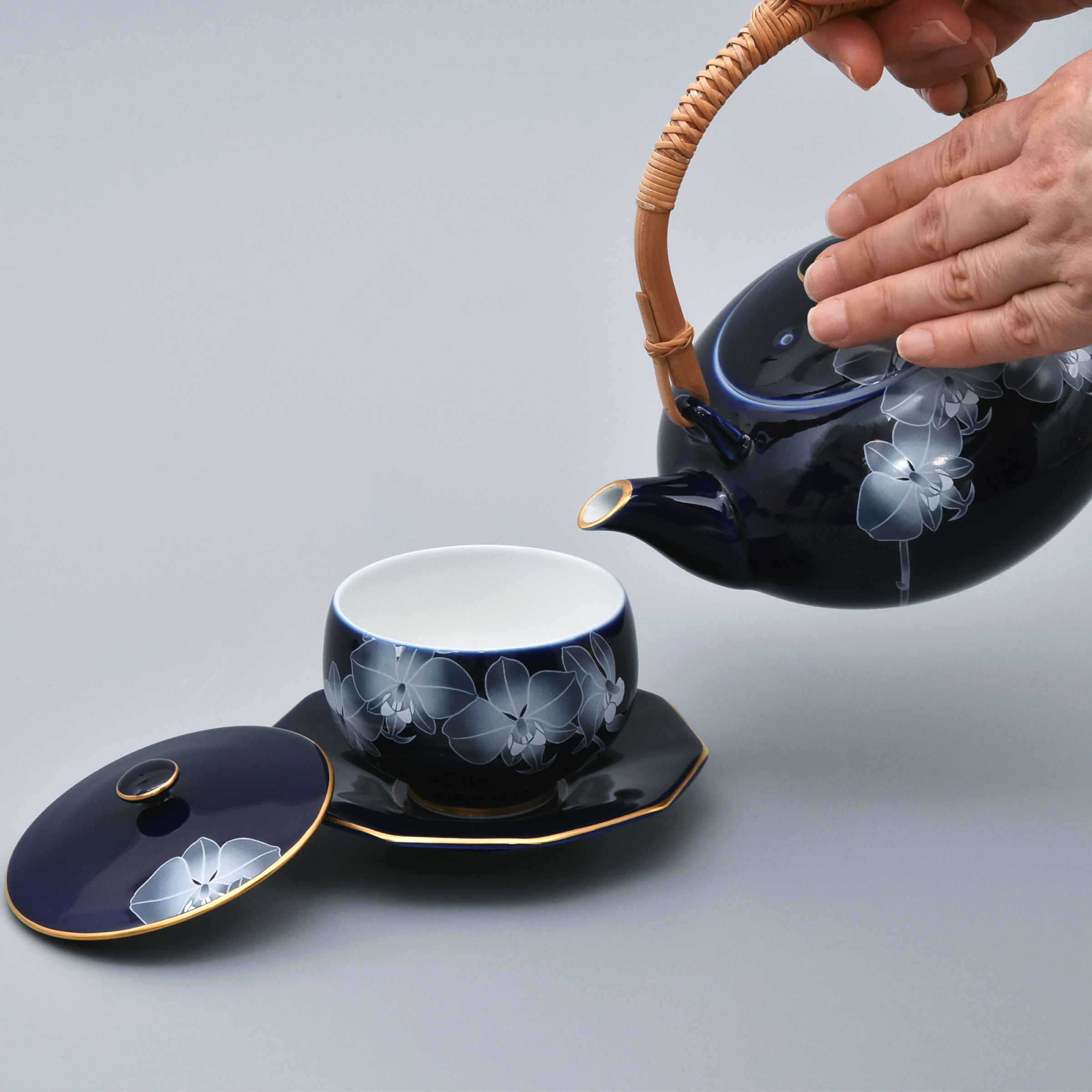 香蘭社　茶托、蓋付き　湯呑み　5個セット