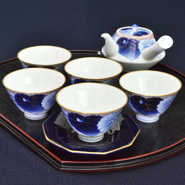 美品‼️香蘭社 茶器揃 愁海棠 高級茶器セット 急須土瓶×1,蓋付湯呑×5