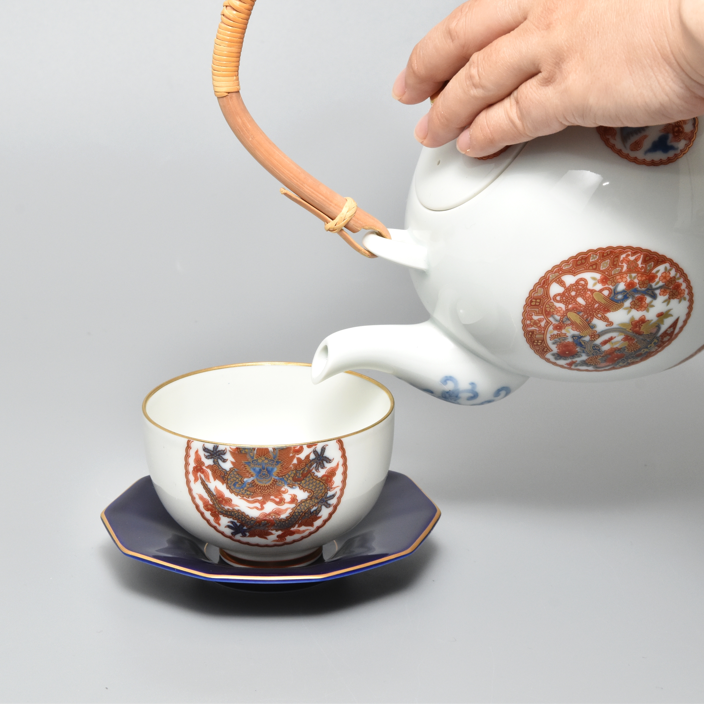 【色絵吉祥丸紋】高級茶器セット9